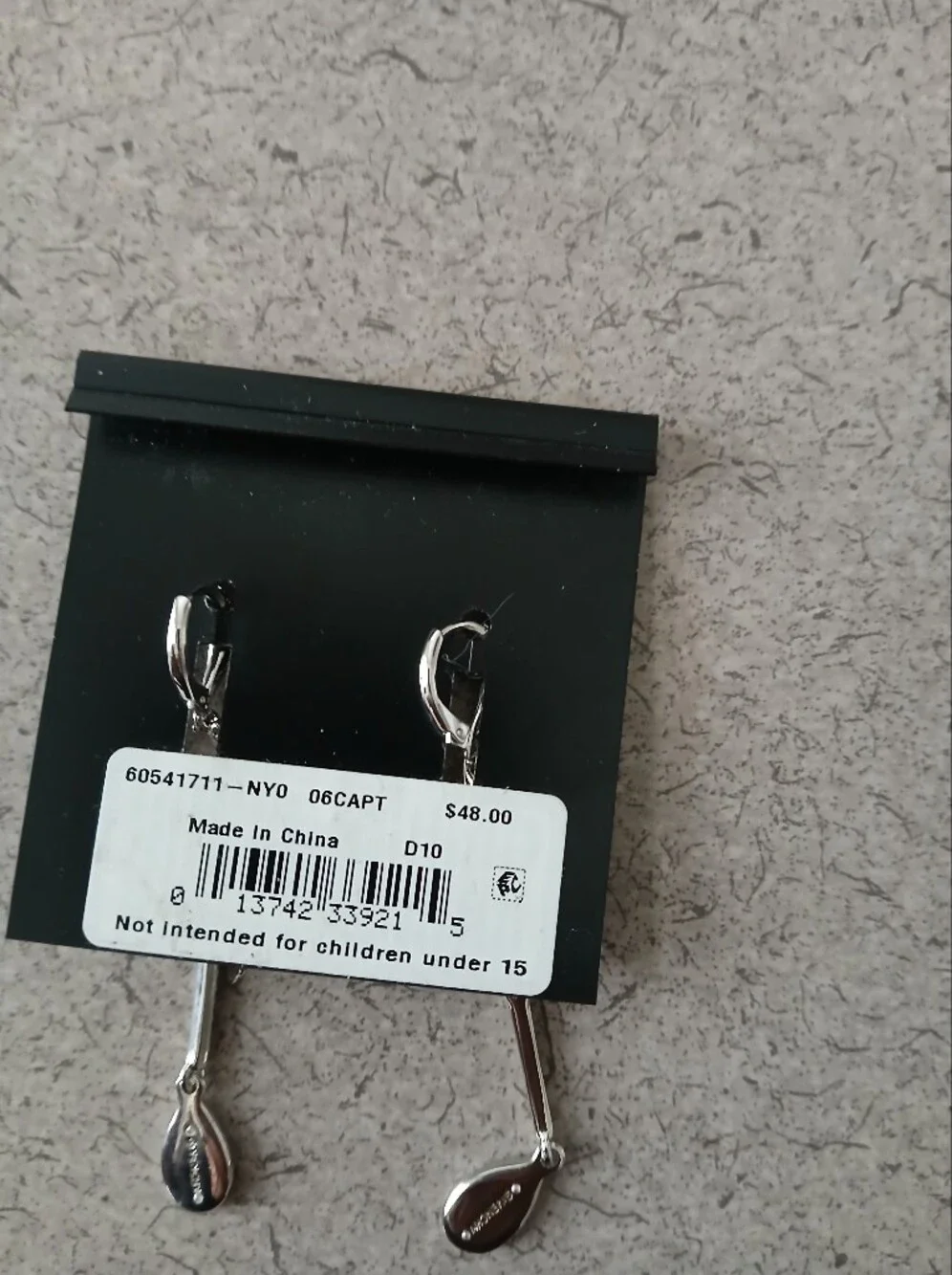 Givenchy Silver Crystal Teardrop Dangle Earrings